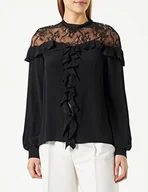 Bluzki damskie - PINKO Damska bluzka Biagia Blusa Crepe De Chine, Z99_czarna limuzyna, 38 - miniaturka - grafika 1