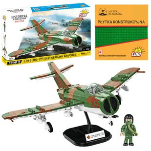 Cobi 5825 SAMOLOT LIM-5 (MIG-17F) EAST GERMANY AIR FORCE HISTORICAL COLLECTION COLD WAR 575 EL. + PŁYTKA - Klocki - miniaturka - grafika 1