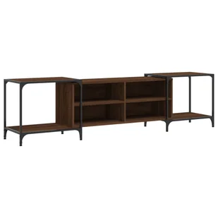 vidaXL Szafka pod TV brązowa dąb 203x37x50 cm materiał drewnopochodny - Szafki RTV - miniaturka - grafika 1