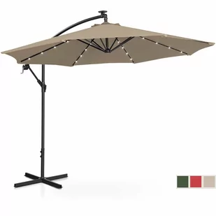 Parasol ogrodowy na wysięgniku okrągły uchylny z oświetleniem LED śr. 300 cm szarobrązowy - Parasole ogrodowe - miniaturka - grafika 2