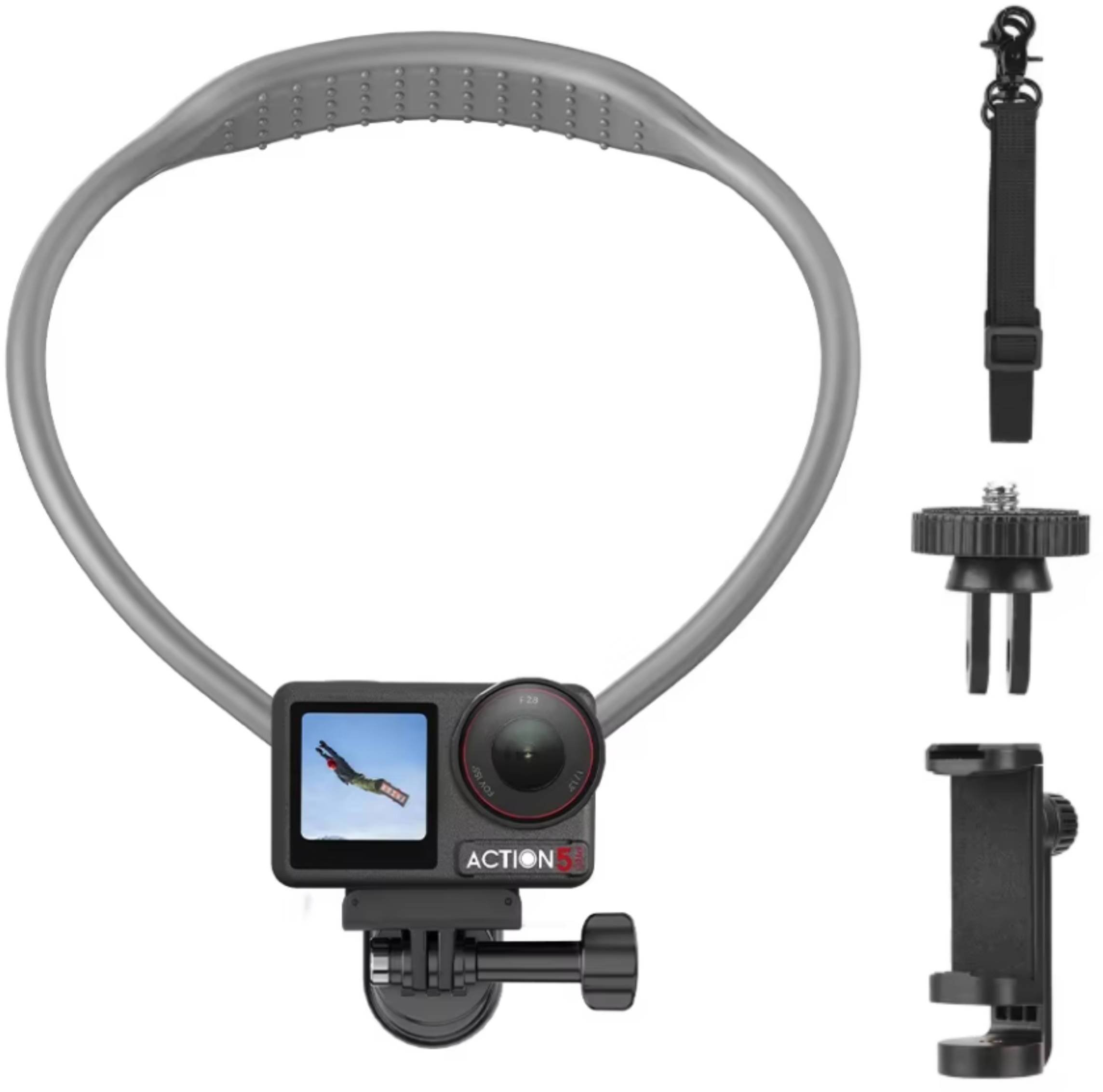 MAGNETYCZNY UCHWYT NA SZYJĘ DO TELEFONU I KAMER SPORTOWYCH - MOCOWANIE TYPU GOPRO I 1/4