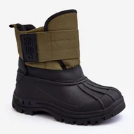Buty dla dziewczynek - Dziecięce Śniegowce Na Rzep Ocieplane Khaki Big Star MM374123 zielone - miniaturka - grafika 1