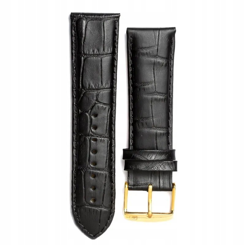 Adriatica czarny pasek skórzany 24 mm ze złotą sprzączką