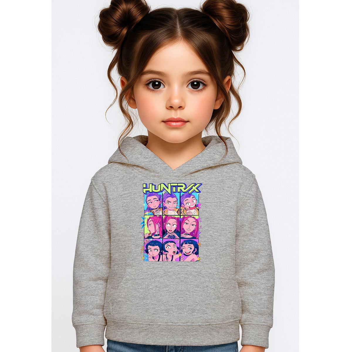 BLUZA DZIECIĘCA K-POPOWE ŁOWCZYNIE DEMONÓW HUNTRIX 134-140 Z KAPTUREM