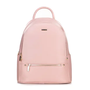 Damski plecak z imitacji skóry dwukomorowy różowy - Torebki damskie Damski plecak z imitacji skóry dwukomorowy różowy - Torebki damskie - miniaturka - grafika 1