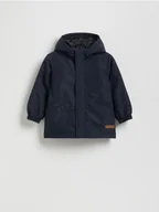 Kombinezony dla dzieci - Reserved - Ocieplana kurtka z kapturem - granatowy - miniaturka - grafika 1