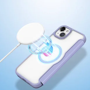 Etui iPhone 15 magnetyczny pokrowiec MagSafe z klapką Dux Ducis Skin X Pro - fioletowy - Etui i futerały do telefonów - miniaturka - grafika 5