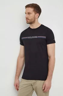 Koszulki męskie - Tommy Hilfiger t-shirt bawełniany męski kolor czarny z nadrukiem - grafika 1