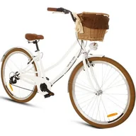 Rowery - Rower miejski z koszykiem GOETZE Cruiser S7B 28 cali Biały - miniaturka - grafika 1