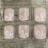 Ozdoby do paznokci - TEMU 24 szt. Ręcznie robione kwiatowe, brokatowe, prasowane paznokcie - kwadratowe, krótkie, wielokrotnego użytku naklejki do manicure z różowymi - miniaturka - grafika 1