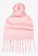 Apaszki i szaliki damskie - Ciepły szalik damski różowy z frędzlami 40x190 cm - miniaturka - grafika 1