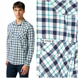Wrangler WESTERN SHIRT Blue koszula bawełniana męska w kratę REGULAR FIT L - Koszule męskie Wrangler WESTERN SHIRT Blue koszula bawełniana męska w kratę REGULAR FIT L - Koszule męskie - miniaturka - grafika 1