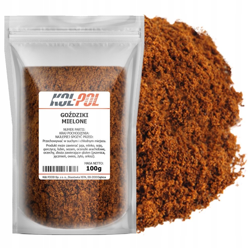 GOŹDZIKI MIELONE 100g Aromatyczne naturalne goździk wysoka jakość Kol-Pol