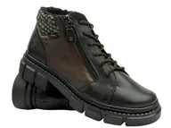 Półbuty damskie - Półbuty Damskie - AXEL 4493, Czarno-brązowe Na Zamek Polska Marka - miniaturka - grafika 1