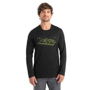 Męska koszulka termoaktywna Icebreaker Merino 150 Tech Lite II LS Tee Alps 3D black - XXL - Bielizna sportowa męska - miniaturka - grafika 1
