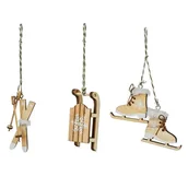 Ozdoby bożonarodzeniowe - Zawieszki drewniane z motywem zimowym - miniaturka - grafika 1