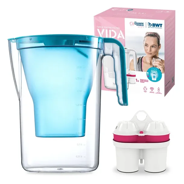 Dzbanek Filtrujący Wodę Bwt Vida 2,6l Niebieski + Wkłady Magnezowe Mg2+ 1+1