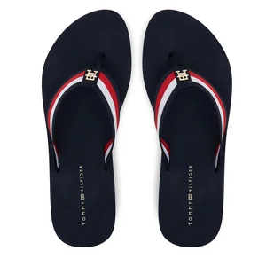 Japonki Tommy Hilfiger Th Corp Mid Wedge Beach Sandal FW0FW08517 Granatowy - Klapki i japonki damskie - miniaturka - grafika 1