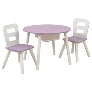KidKraft Okrągły stolik ze schowkiem i krzesłami, lawendowo-biały - Meble do sypialni - miniaturka - grafika 1
