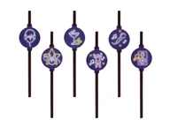 Słomki do napojów - Słomki papierowe Disco Neon - 6 szt. - miniaturka - grafika 1