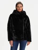 Płaszcze damskie - Kontatto Futro Scarlett GV103N Czarny Regular Fit - miniaturka - grafika 1