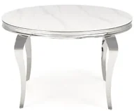 Stoły - Okrągły stół glamour srebrny + biały marmur - Dalina - miniaturka - grafika 1