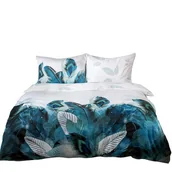 Pościel - Pościel satynowa 200x220 22401 turkusowa pióra - miniaturka - grafika 1