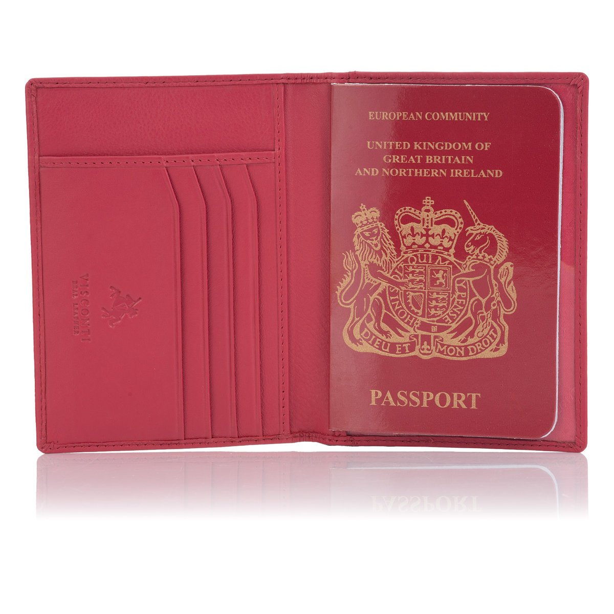 Skórzane etui na paszport Visconti V-2201 RFID - różowy