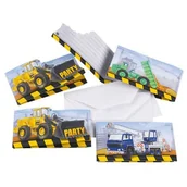 Dekoracje domu - Zaproszenia Na Imprezę Budowa Koparki 8 Sztuk - miniaturka - grafika 1