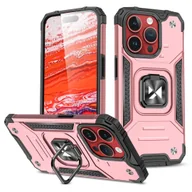 Etui i futerały do telefonów - Pancerne etui z uchwytem na palec do iPhone 15 Pro Max Ring Armor różowe złoto WOZINSKY - miniaturka - grafika 1