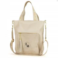 Torebki damskie - Torebka Damska Shopper Listonoszka A4 Laura Biaggi Beżowa Na Ramię - miniaturka - grafika 1