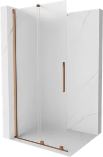 Mexen Velar ścianka prysznicowa rozsuwana Walk-in 110 x 200 cm, szron 8 mm, różowe złoto - 871-110-000-33-60 - Ścianki i drzwi prysznicowe - miniaturka - grafika 1