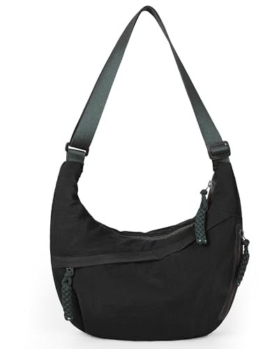 Lushandy Nylon Crossbody Bags for Women, Crescent Bag Luna Bag Large Hobo Crossbody Purse Casual Dumpling Cross Body Bags