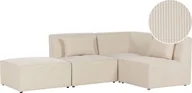 Narożniki - BELIANI Sofa narożnik lewostronny modułowa beżowa sztruksowa z otomaną 3-osobowa nowoczesna kanapa z poduszką - miniaturka - grafika 1