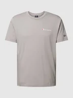 Koszulki męskie - T-shirt z nadrukiem i naszywką z logo - miniaturka - grafika 1