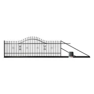 Ogrodzenia - Brama przesuwna Tytus ocynk RAL9005 400 x 120 - 150 cm z automatem prawa - miniaturka - grafika 1