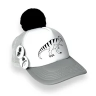 Czapki dla dzieci - Szara czapka z daszkiem Pom Pom Cap T-rex - miniaturka - grafika 1