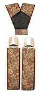 Dodatki do ubrań - Brązowo - czerwone szelki do spodni w paisley SZ181 - miniaturka - grafika 1