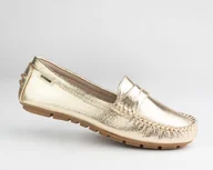 Mokasyny damskie - Mokasyny skóra eko GOODIN GD-FL196A złote slip-on lekkie miękkie 41 - miniaturka - grafika 1