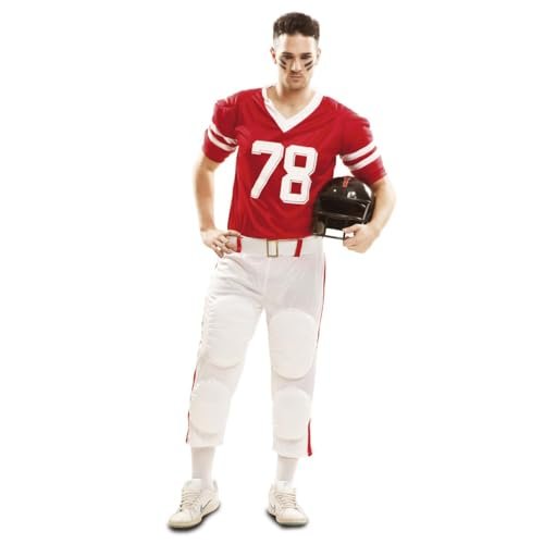 viving - Kostium Gracza Rugby Czerwona Koszulka, Pasek I Spodnie Rozmiar XXL (1)