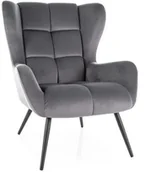 Fotele - Fotel tapicerowany LOUIS VELVET szary SIGNAL - miniaturka - grafika 1