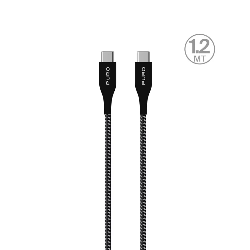 PURO PURO Fabric Ultra Strong Kabel w oplocie heavy duty USB-C / USB-C 1,2m (czarny) CUSBCUSBCFABK3BLK