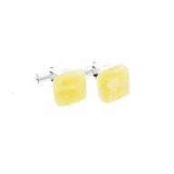 Spinki do mankietów i krawatów - Spinki do mankietów Żółty Bursztyn kwadratowy (S470) Srebrne [925] - miniaturka - grafika 1