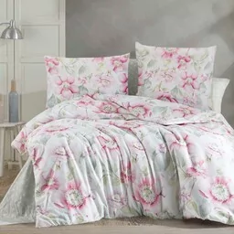 Darymex Pościel satynowa 200x220 Pataya różowa biała kwiaty Exclusive 24 - Pościel - miniaturka - grafika 1