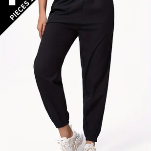 TEMU Damskie Spodnie Dresowe z Elastycznym Pasem - Czarne, Letnie Spodnie do Biegania i Wędrówek z Kieszeniami, Poliestrowa Tkanina Dzianinowa, - Inne - miniaturka - grafika 1