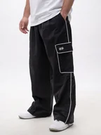 Spodnie męskie - SZEROKIE SPODNIE KRESZOWE BAGGY Męskie Czarne SKATE CARGO Lucky Dice XL - miniaturka - grafika 1