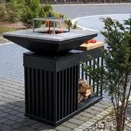 Paleniska ogrodowe - KRATKI KRATKI PALENISKO Z GRILLEM QUADRUM HORIZONTAL ORAZ BLATEM DREWNIANYM QUADRUM/BBQ/H/B - miniaturka - grafika 1