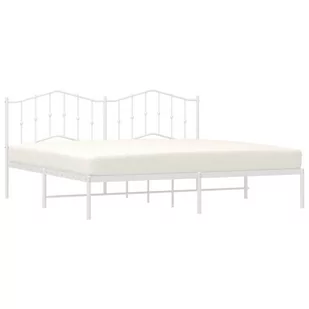 Metalowa rama łóżka z wezgłowiem, biała, 193x203 cm Lumarko! - Łóżka - miniaturka - grafika 4