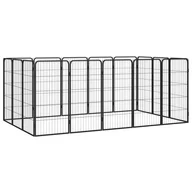 Sprzęt podróżny i transportery dla psów - vidaXL Kojec dla psa, 16 paneli, czarny, 50x100 cm, stal - miniaturka - grafika 1