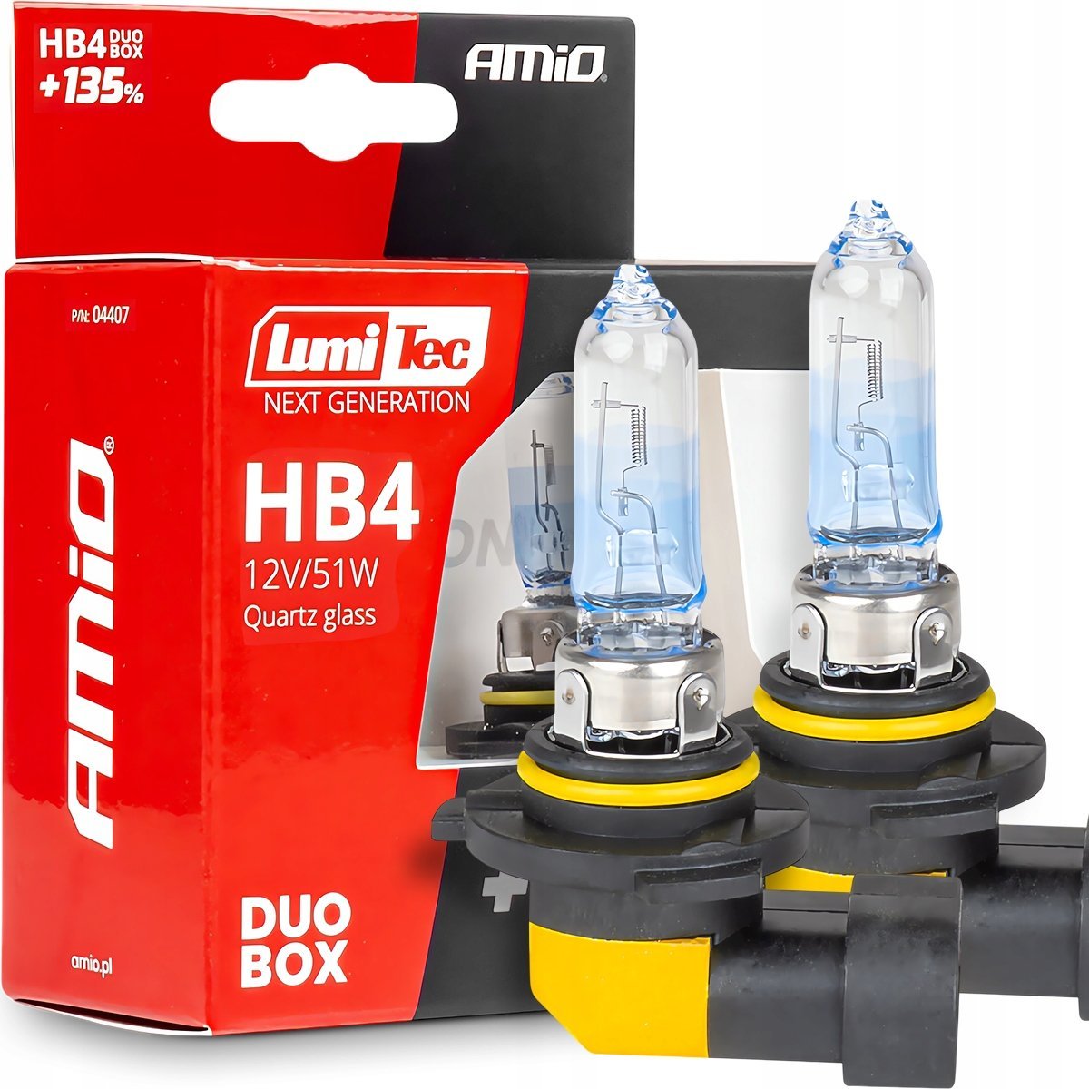 ŻARÓWKI HB4 AMIO LumiTec NEXT GENERATION +135% 12V 51W HOMOLOGACJA E1 R37